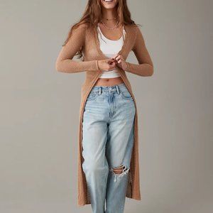 American Eagle White Crochet Duster Cardigan